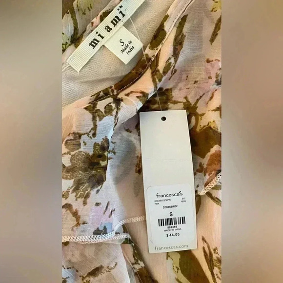 NWT Francesca‘s Mi Ami Peachy Floral Mini Dress Ruffle Off Shoulder Summer - Picture 9 of 10